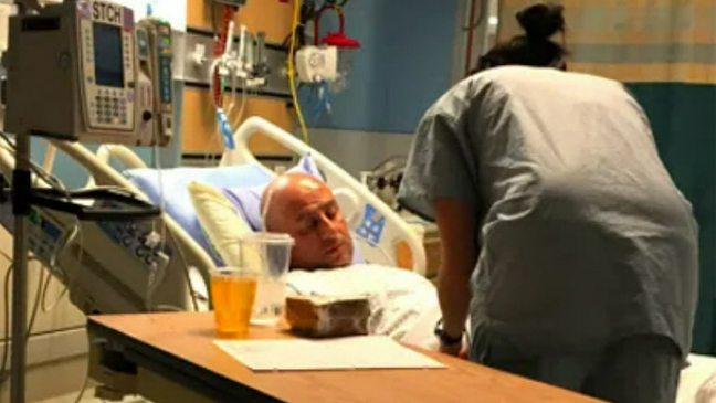 <p>Leo being attended to in the hospital after his heart attack</p> <p>Leo being attended to in the hospital after his heart attack</p>