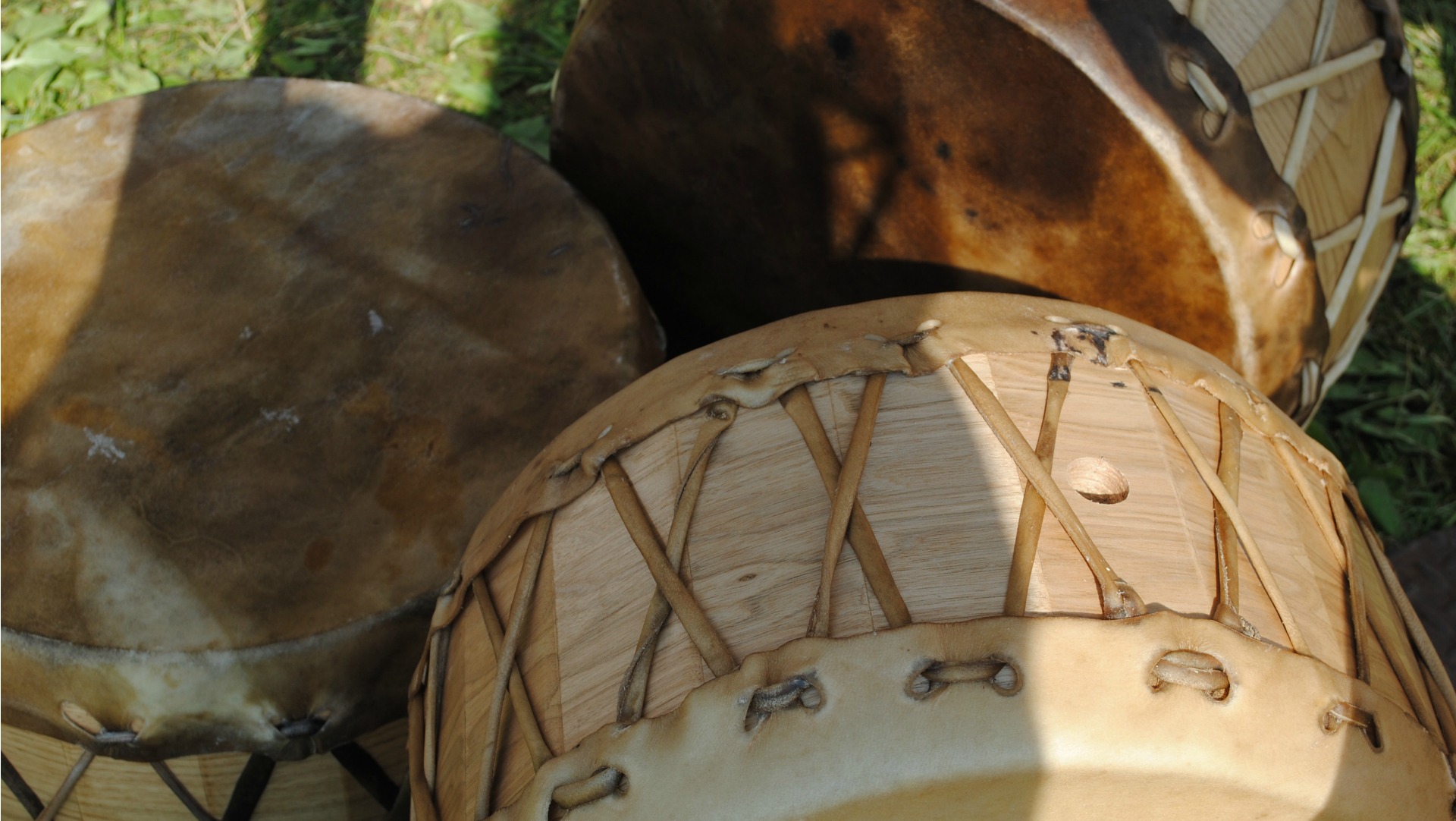 Close up of Indigenous drums 