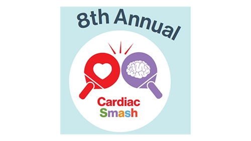 A logo showing two pickleball paddles and the words 8th Annual Cardiac Smash