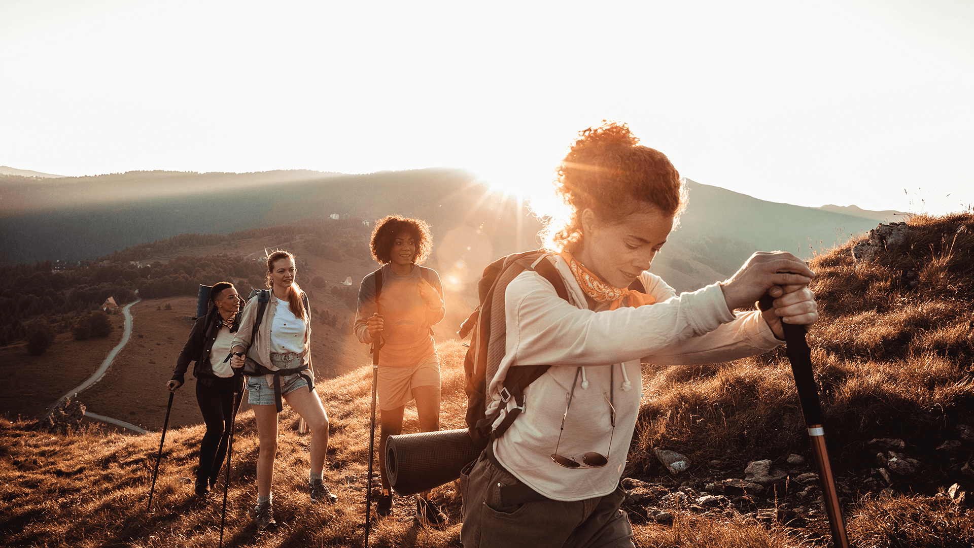 Woman walking on a mountain 