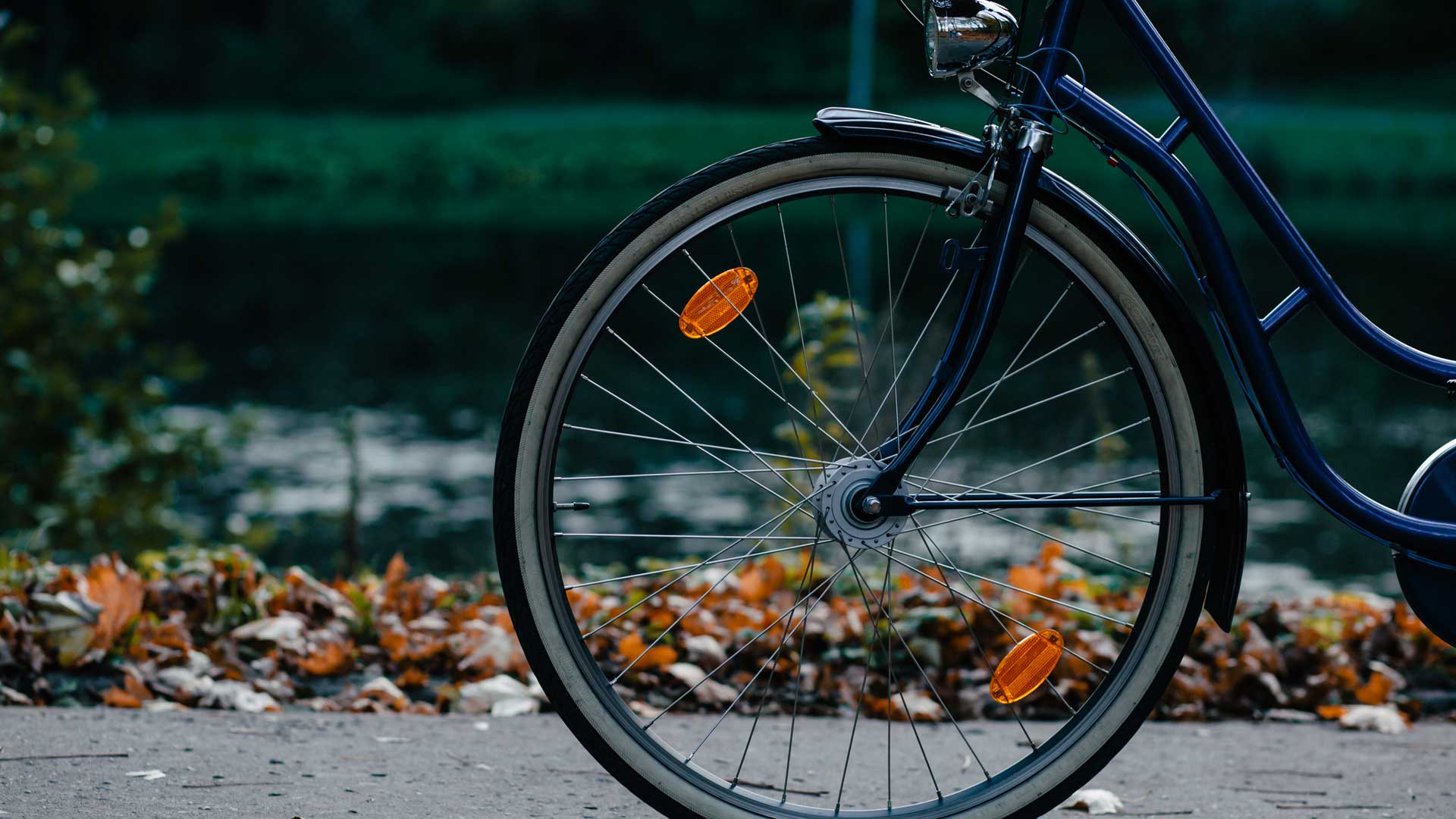 Closeup of bicycle in park