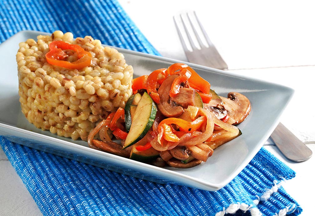 Barley with caramelized vegetables