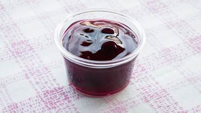 Blueberry sauce in glass jar