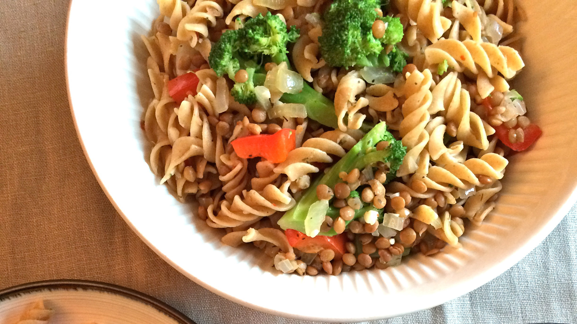 Broccoli lentil pasta