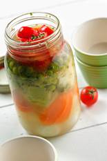 Marinated vegetables with ginger in a mason jar