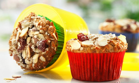 muesli muffins with almonds and cranberries