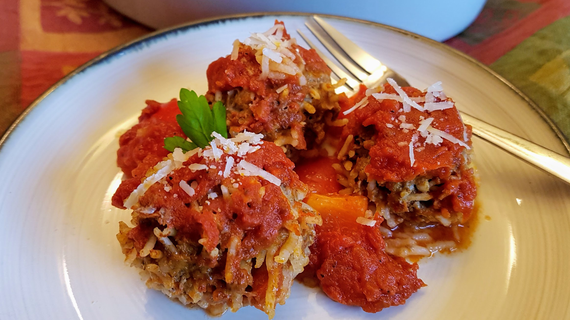 Porcupine meatballs on a plate