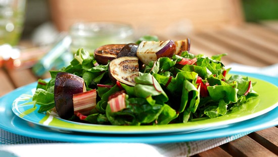 Wilted rainbow chard seared eggplant