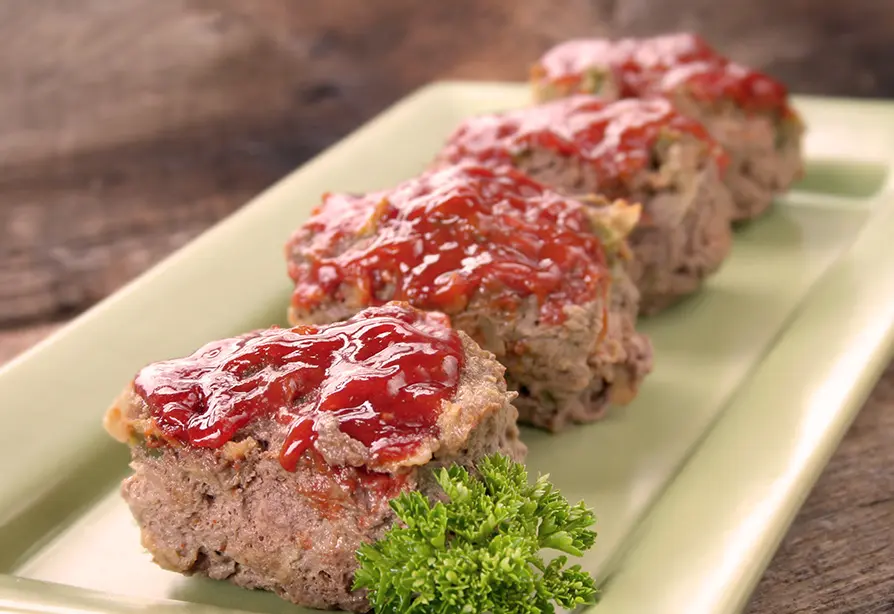 Mini meatloaves on a dish