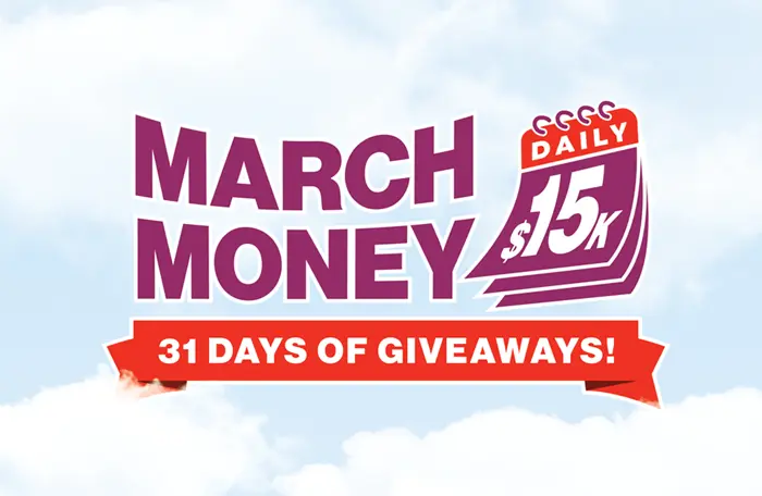 March Money logo that says 31 Days of Giveaways, $15K daily