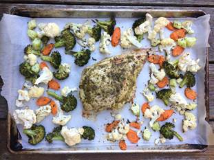 Turkey and veggie dinner on one baking sheet