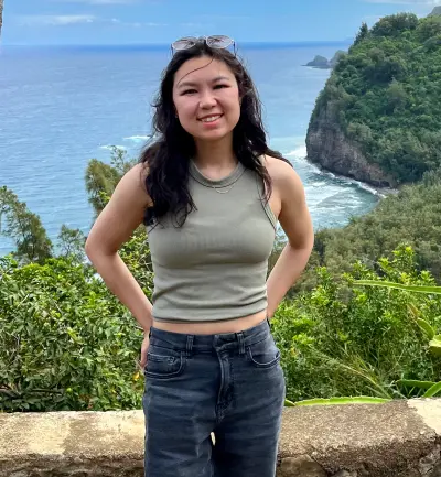 Abby soaking up the sun on a family vacation. 