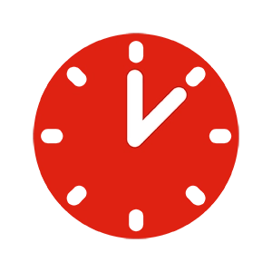 A clock showing five minutes
