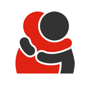 Two people characters hugging