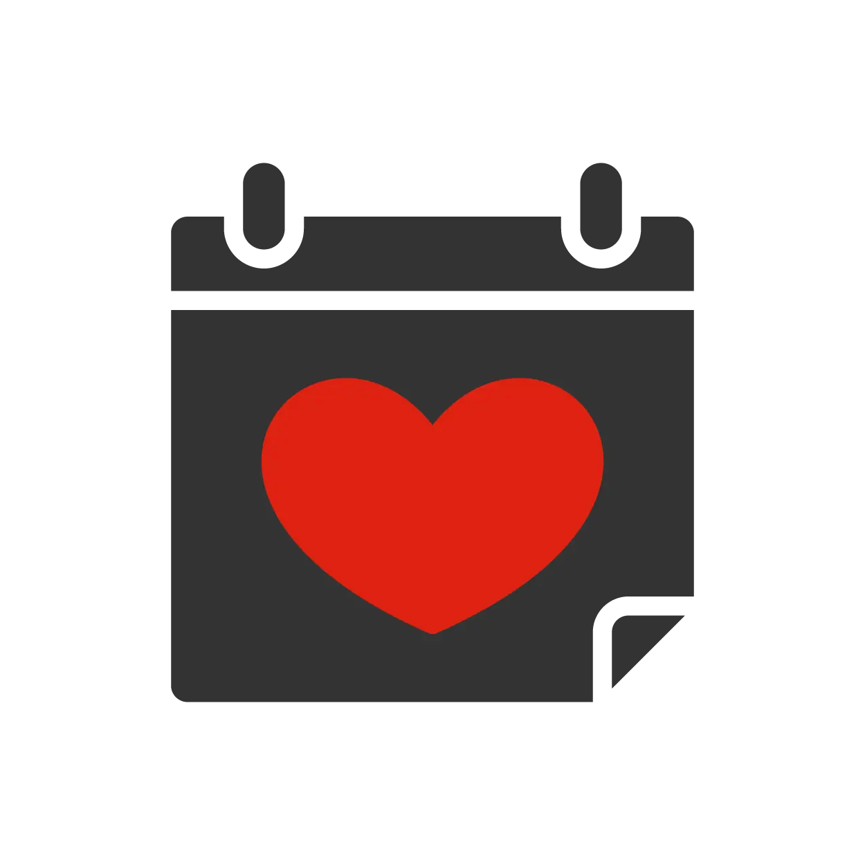 A calendar page with a heart in the middle