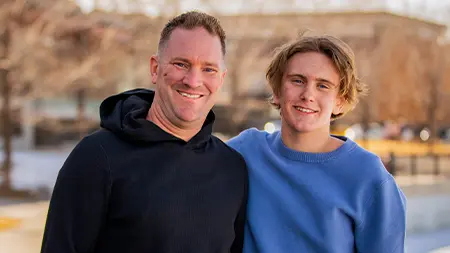 Max with his dad, Mike, who experienced a stroke.