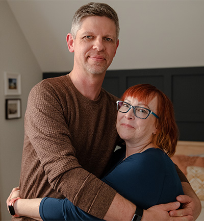 Christina hugging her husband, Sven