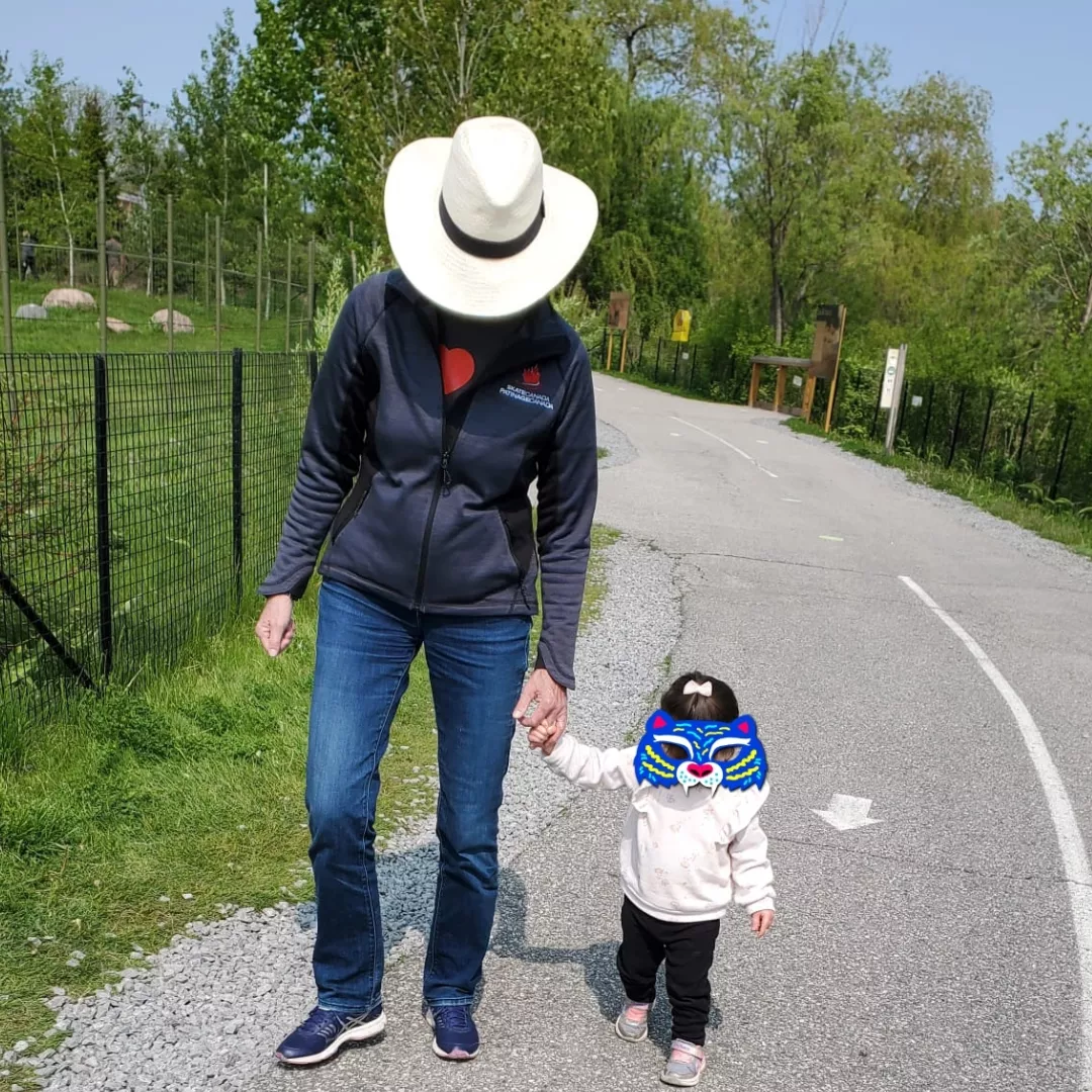 Donna walks with her granddaughter.