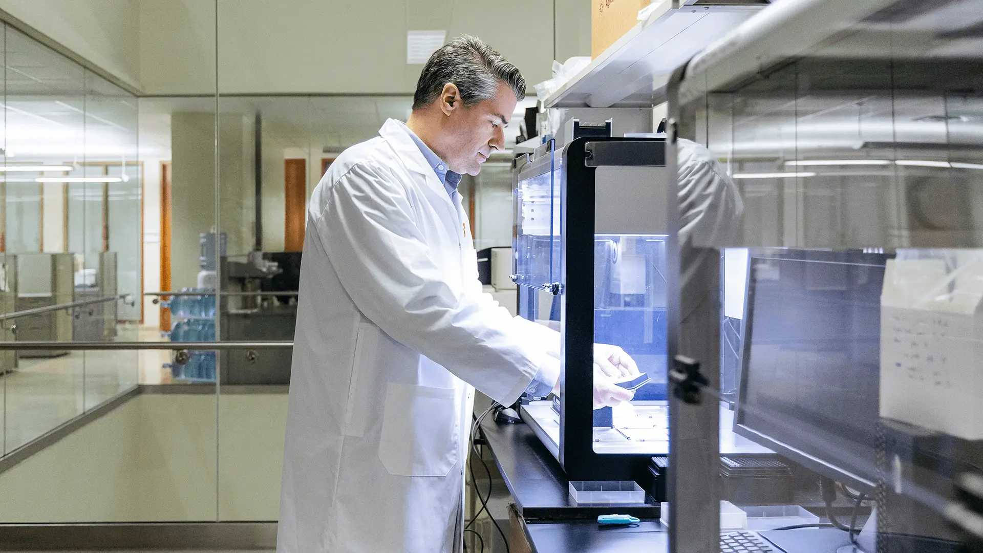 Dr. Guillame Paré working in his lab