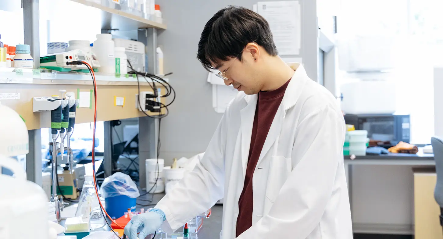 Dr. Jonathan Choy’s research assistant Franklin Tam working at their lab.