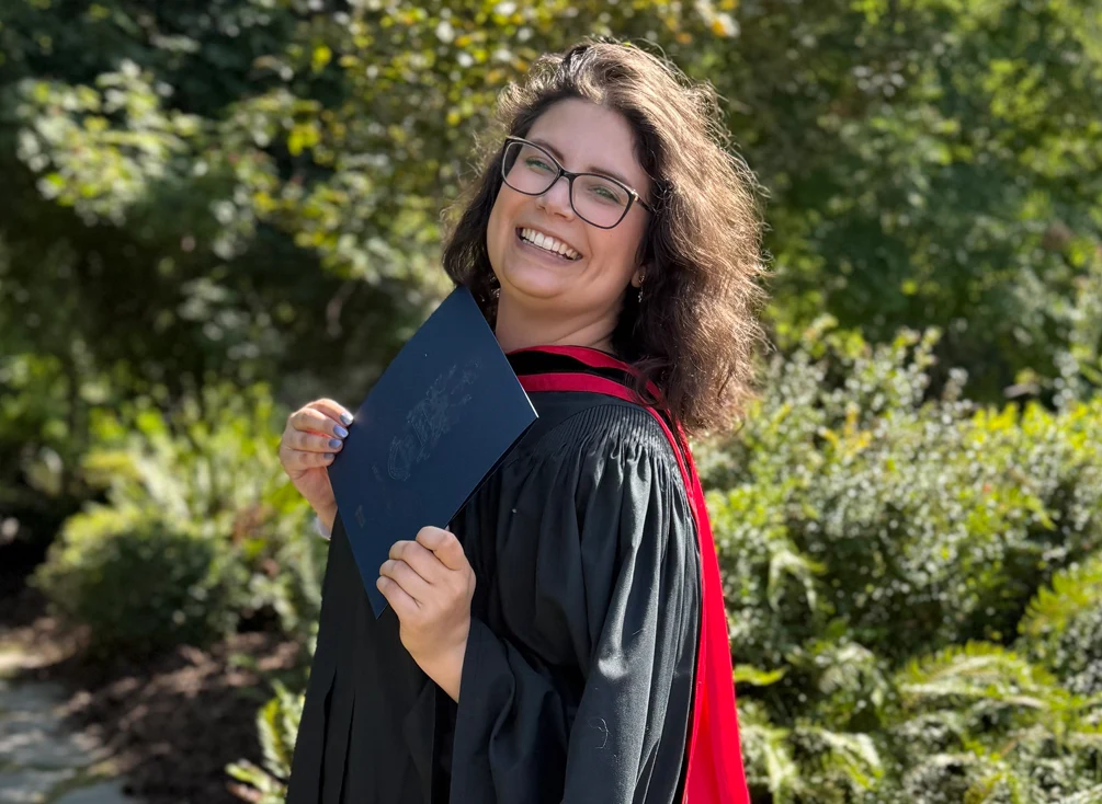 Melissa at her master’s graduation ceremony. 