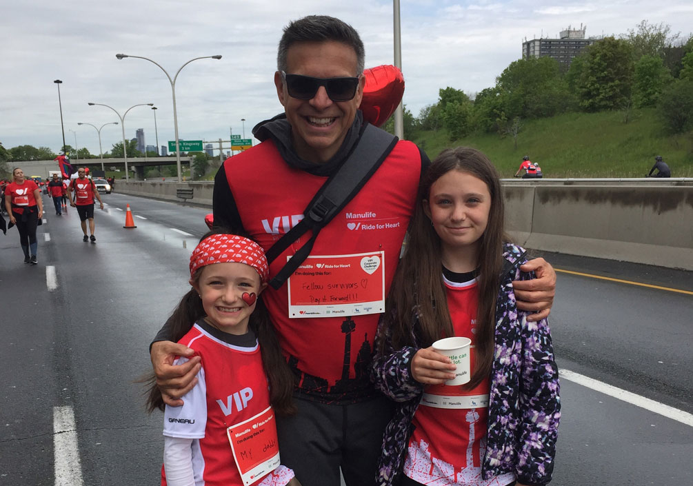 Paul with his daughters at Ride for Heart