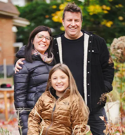 Sophie Bessette with her partner Gabriel, and daughter Mia.