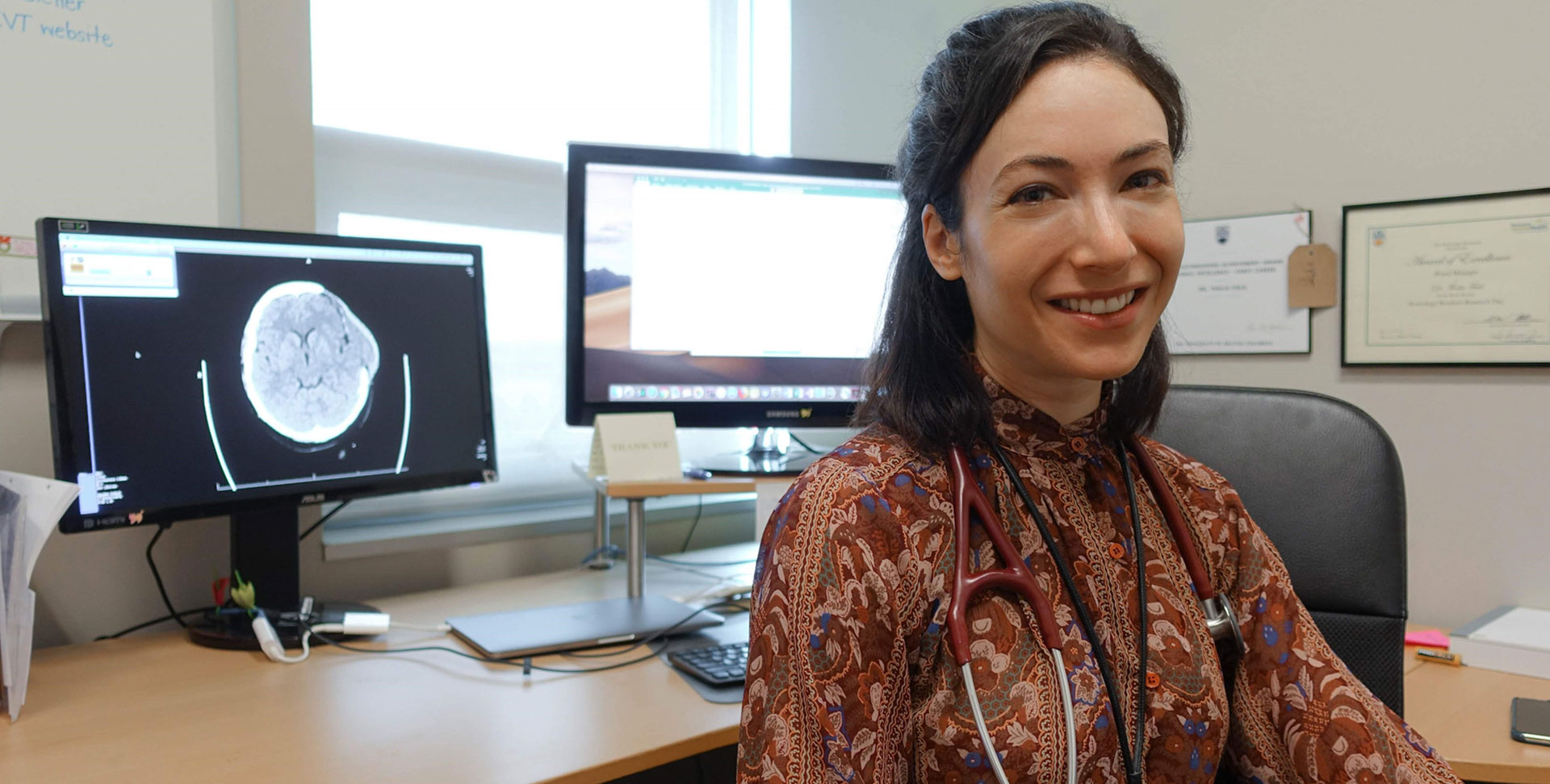 Doctor Thalia Field in her office