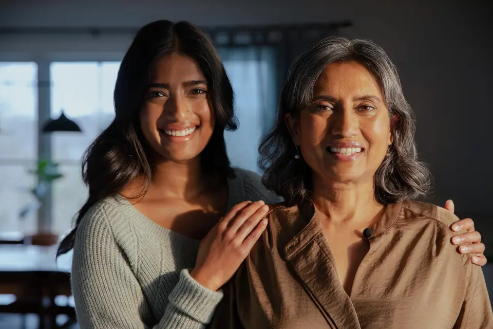 Garima Dwivedi, living with stroke, with her daughter Ila 