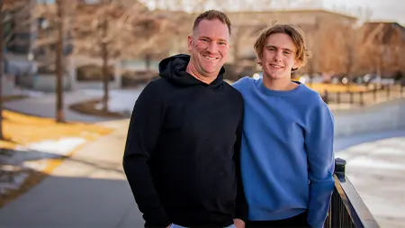 Max with his dad, Mike, who experienced a stroke.