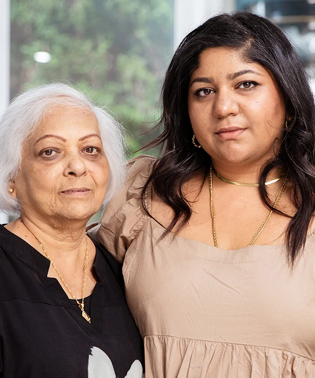 Suji Krishnan, living with heart disease, with her daughter Rukmini Halliwell.